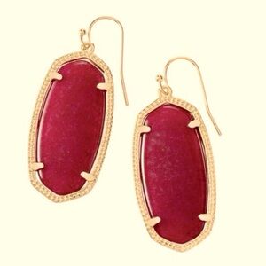 Kendra Scott Gold and Maroon Jade Elle Earrings